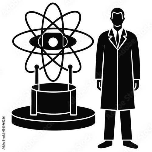 physicist element isolated fusion reactor on white background