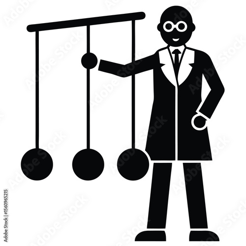 physicist element isolated newton s cradle on white background