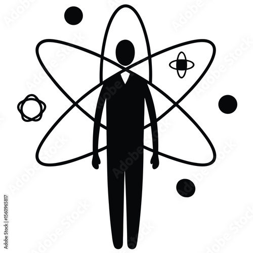 physicist element isolated quantum field theory on white background