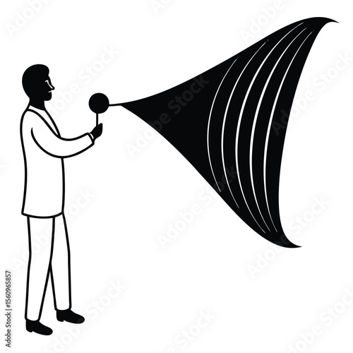 physicist element isolated scalar wave on white background