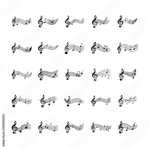 Musical Staff with Treble Clef Vector Graphic for Music Notation