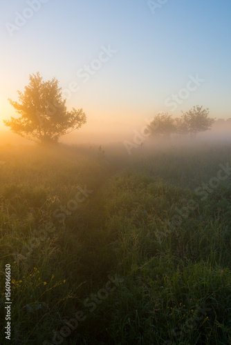misty morning sunrise