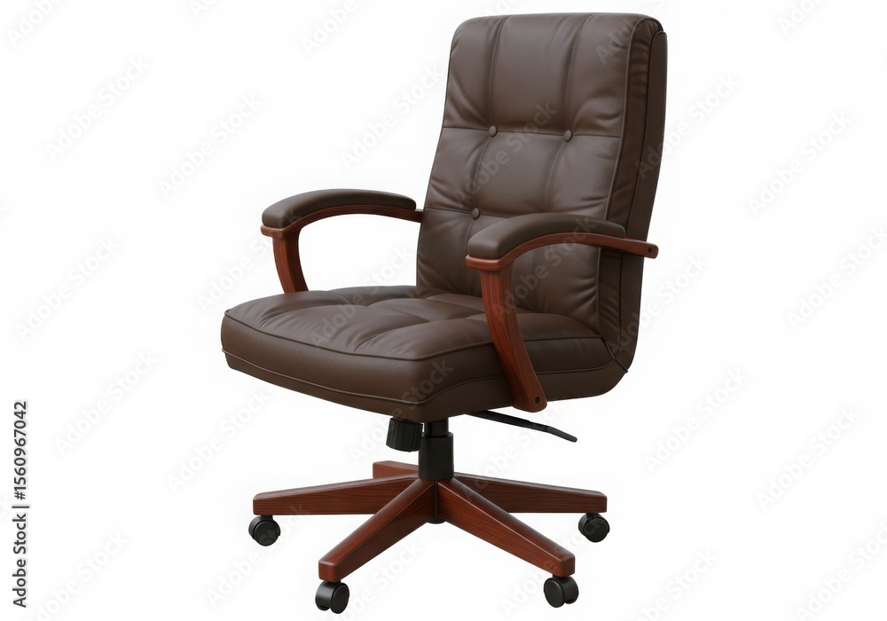 Naklejka premium Brown leather office chair isolated on white background