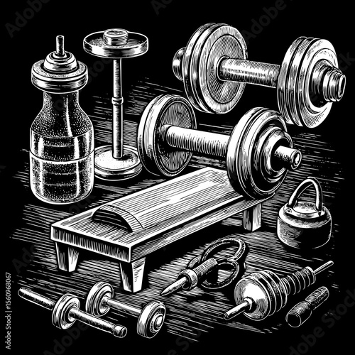 dumbbell weights on a white background