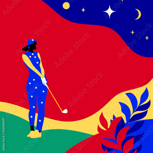 vector illustration of golf player