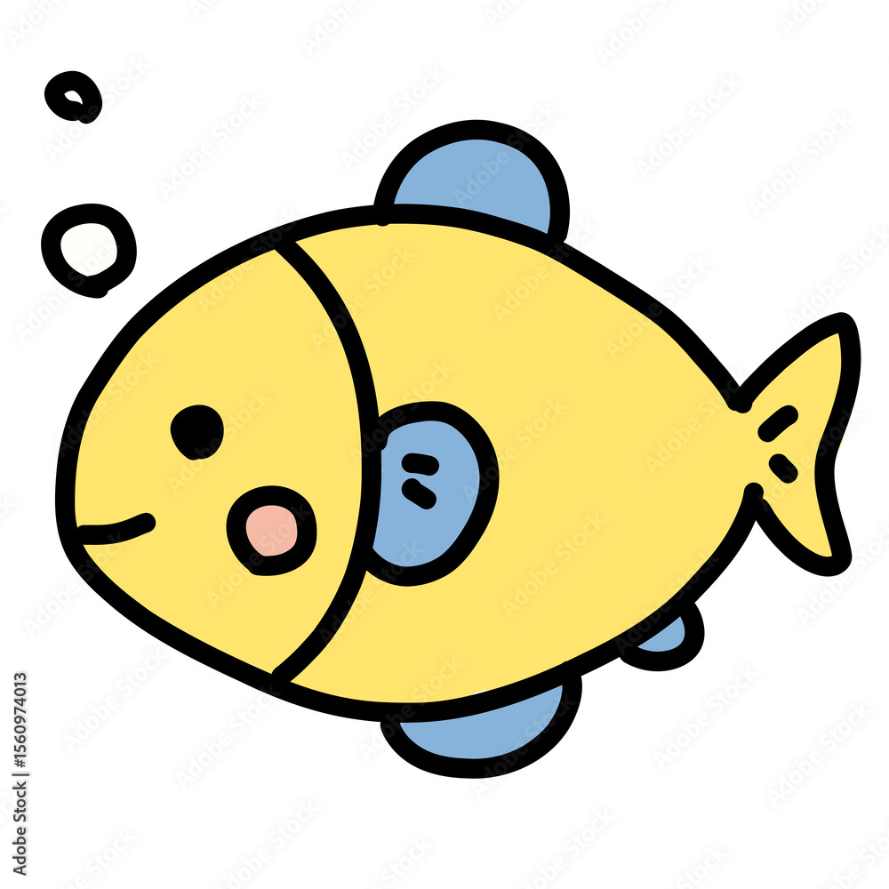 Fototapeta premium 手描きの可愛い魚のイラスト