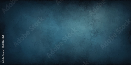 Dark blue grunge texture, an aged concrete wall with a vintage, rough surface