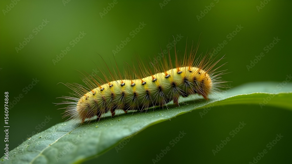 Fuzzy Caterpillar on Leaf Fuzzy Caterpillar on Leaf