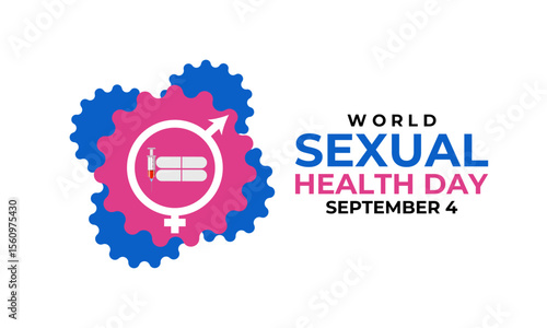 World Sexual Health Day is observed globally on September 4th every year. Promote open conversations around sexual well-being. gender symbols and condoms. Banner poster, flyer and background design.