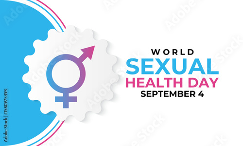 World Sexual Health Day is observed globally on September 4th every year. Promote open conversations around sexual well-being. gender symbols and condoms. Banner poster, flyer and background design.