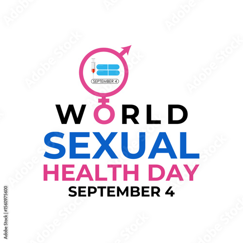 World Sexual Health Day is observed globally on September 4th every year. Promote open conversations around sexual well-being. gender symbols and condoms. Banner poster, flyer and background design.