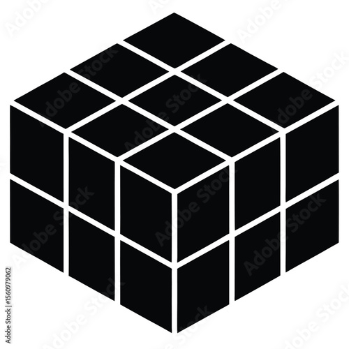 Mathematician element isolated math puzzle cube on white background