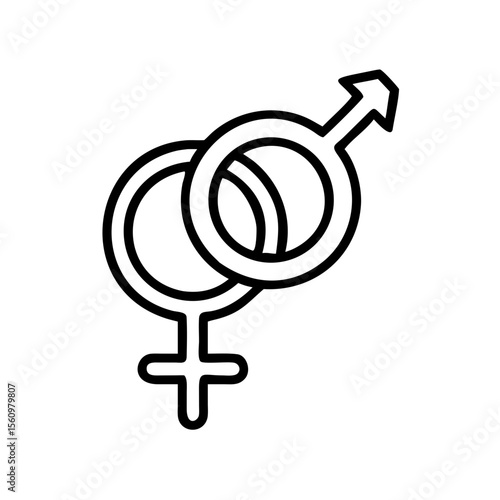 Simple outline of male and female symbols, symbolizing gender identity. The image is composed in a minimalist, clean style, conveying the concepts of gender identity and representation