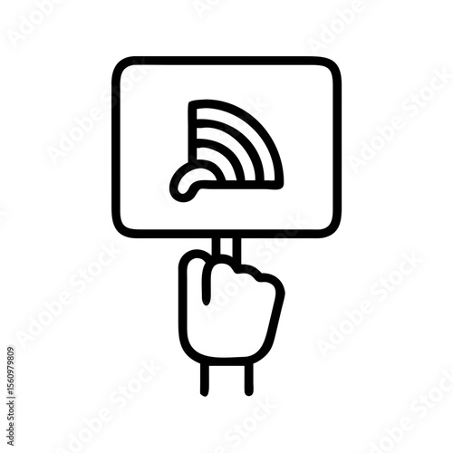 Hand Holding Protest Sign with Signal Icon