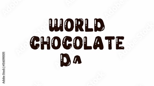 World Chocolate Day Animated Text with light effects for video event elements and celebration on alpha channel Transparent background
