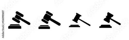 Gavel icon set. judge gavel icon vector. law icon vector. auction hammer