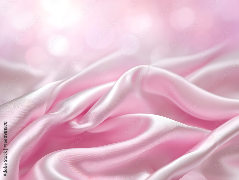 Fototapeta premium ピンクのシルク生地が優雅に広がる柔らかな背景素材