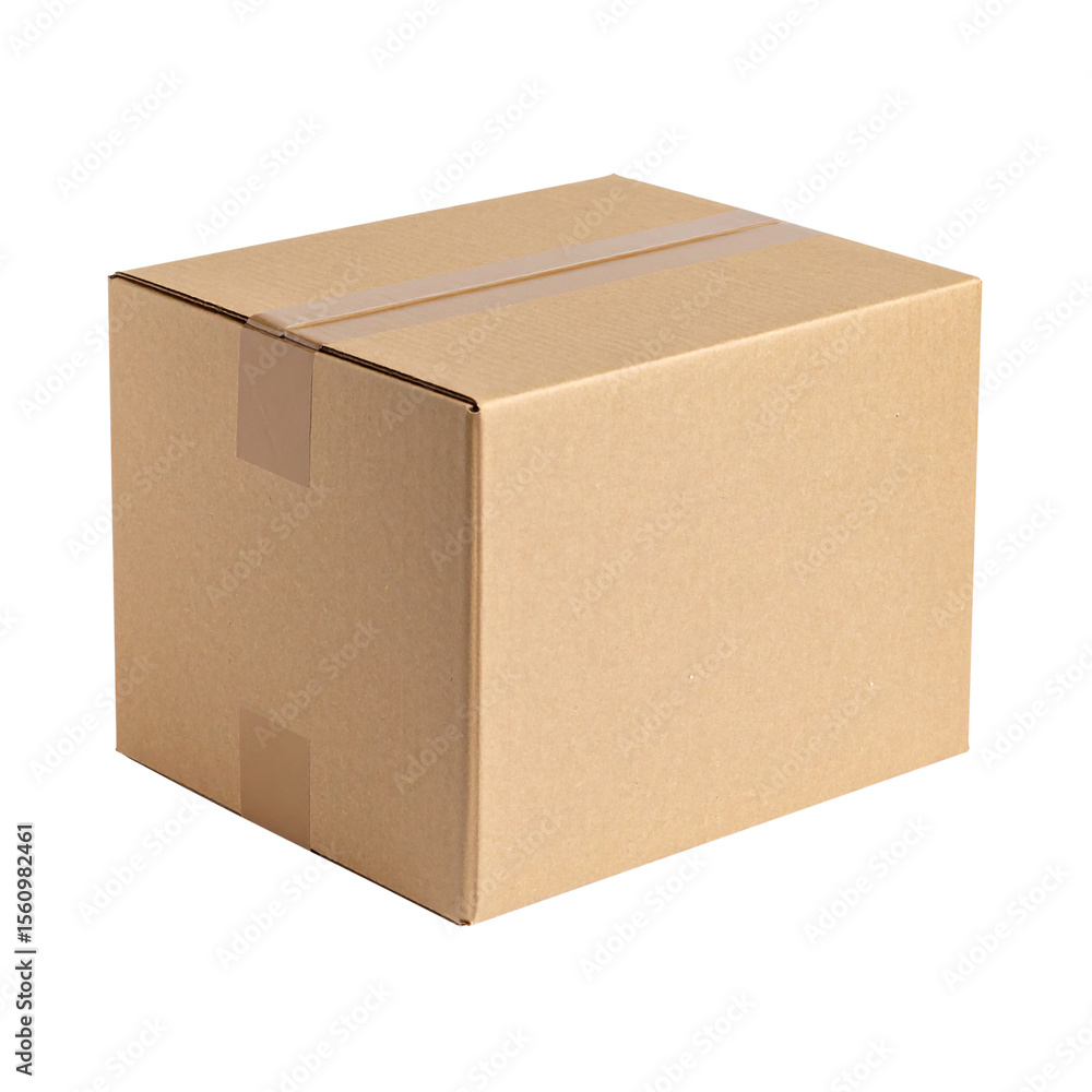 Small Closed Cardboard Box with Sealing Tape – Isolated on White Background Small Closed Cardboard Box with Sealing Tape – Isolated on White Background