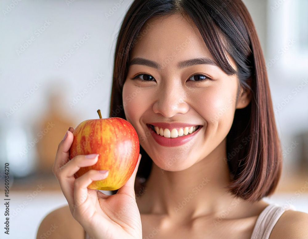 リンゴを食べる若い女性/
young woman eating apple リンゴを食べる若い女性/
young woman eating apple