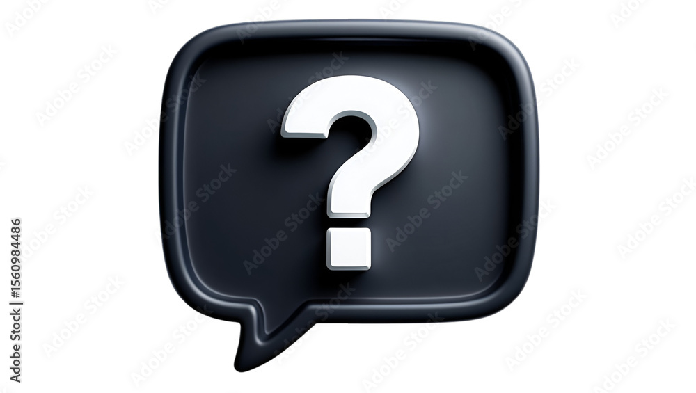 3d black speech bubble with question mark icon isolated on transparent background. Png 3d black speech bubble with question mark icon isolated on transparent background. Png