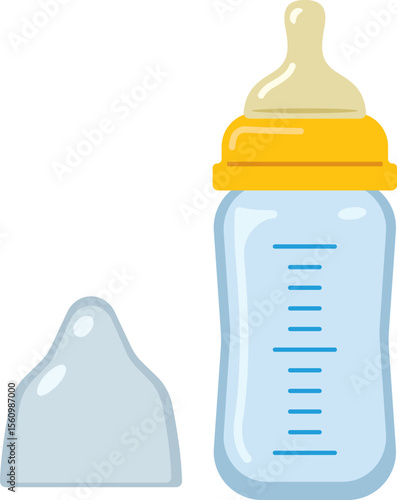 シンプルで可愛い空っぽの哺乳瓶のイメージイラスト