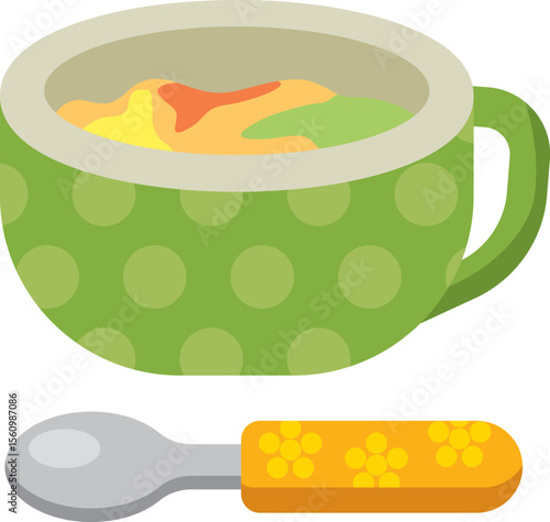 カップに入った離乳食のかわいいイラスト