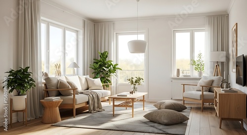 Bright and Airy Living Room Design with Natural Light and Minimalist Decor