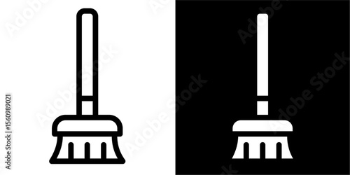 Classic Broom Icon: Essential Cleaning Tool for Home, Office & Household Maintenance
