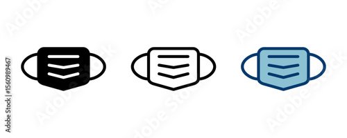Mask icon vector isolated on white background. Man face with mask icon. Safety breathing masks. Industrial safety N95 mask. Medical mask vector icon.