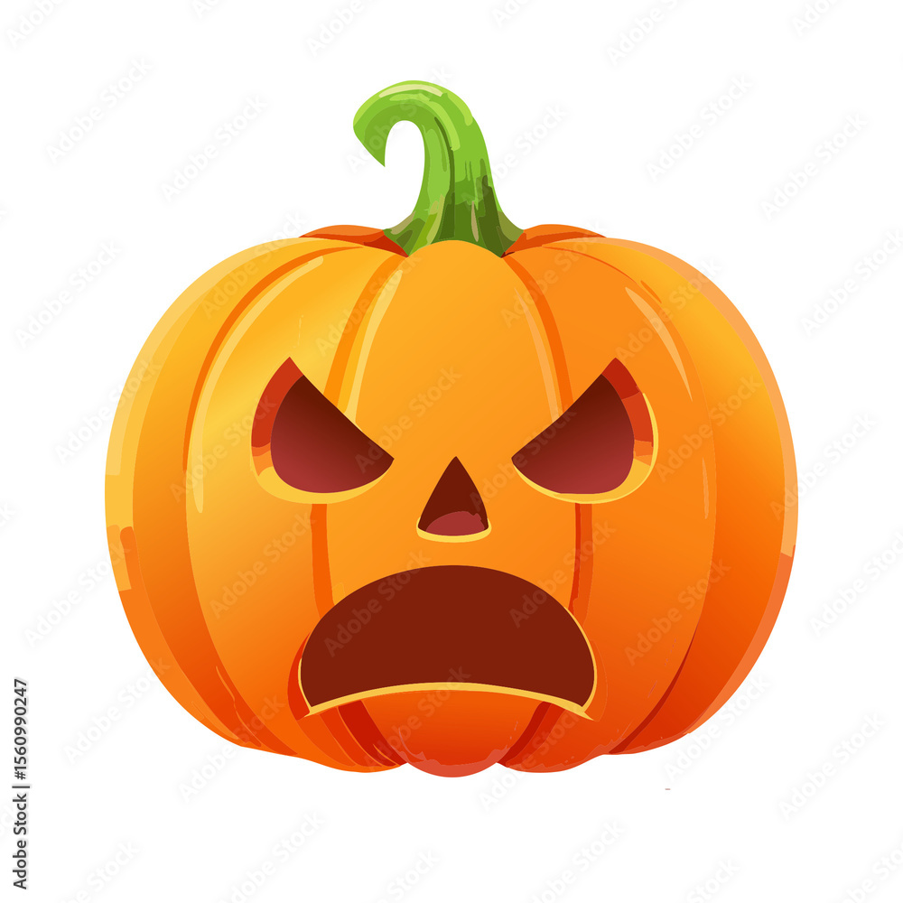 Fototapeta premium Scary Halloween Jack o' Lantern Character on a Transparent Background