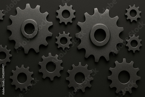 Wallpaper Mural A collection of metallic gears of various sizes arranged against a dark background Torontodigital.ca