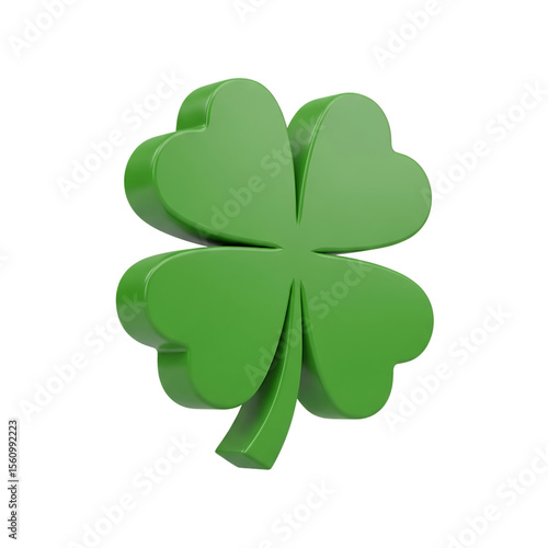 Shiny Green Clover Symbol on Transparent Background for Luck and Irish Culture