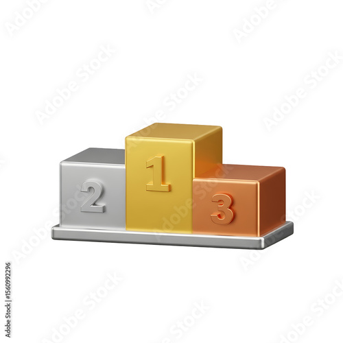 Winning Shiny Podium with Numbers One Two and Three on Transparent Background