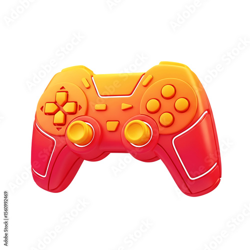 Vibrant Red and Orange Game Controller on Transparent Background