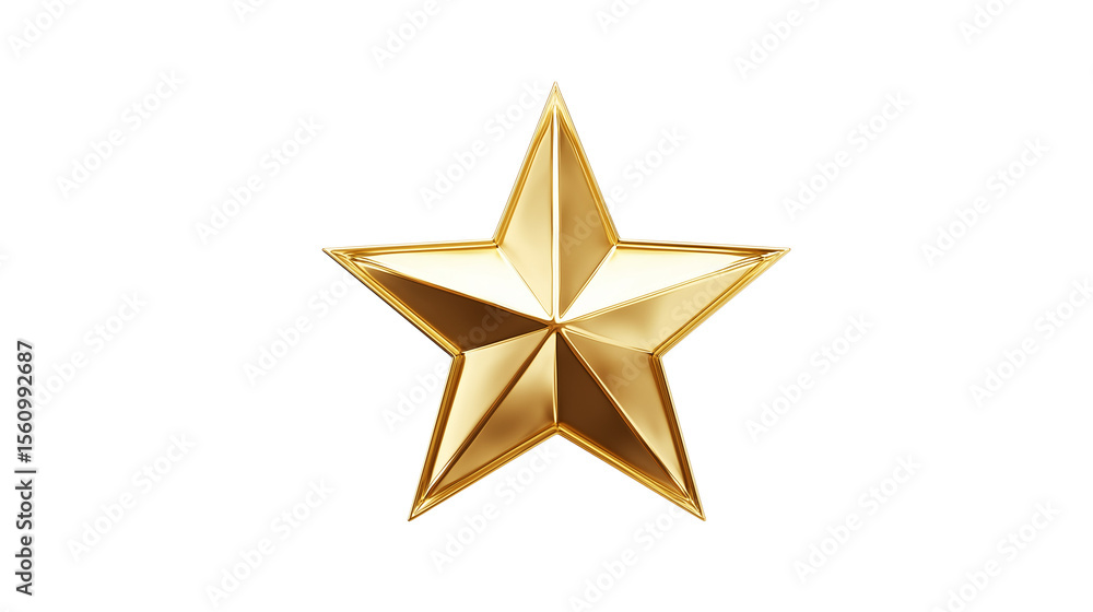 Fototapeta premium 3D star icon for rating systems, gold tone, elegant style, isolated PNG