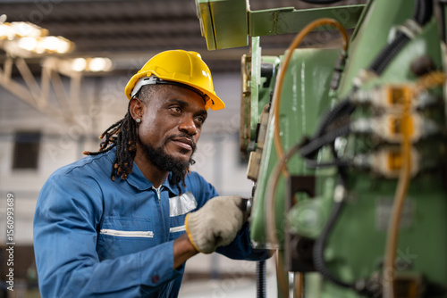 Fototapeta African american factory male worker