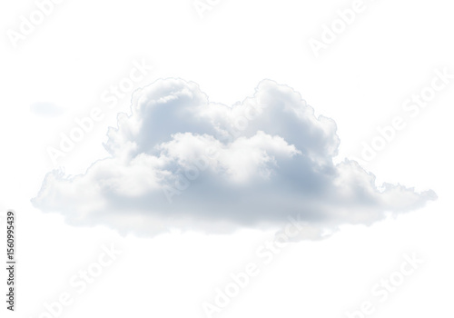 A fluffy white cloud isolated on transparent background drifts serenely, evoking a sense of peace and the beauty of nature