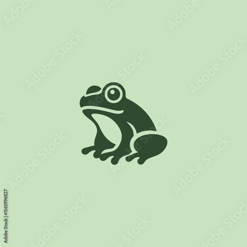 Frog silhouette logo in clean and simple design style.