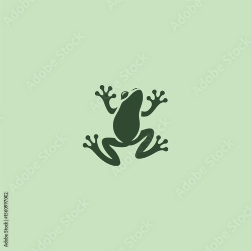 Frog silhouette logo in clean and simple design style.