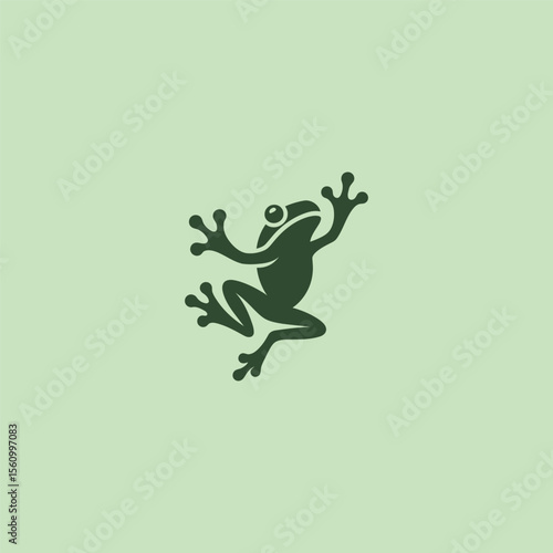 Frog silhouette logo in clean and simple design style.