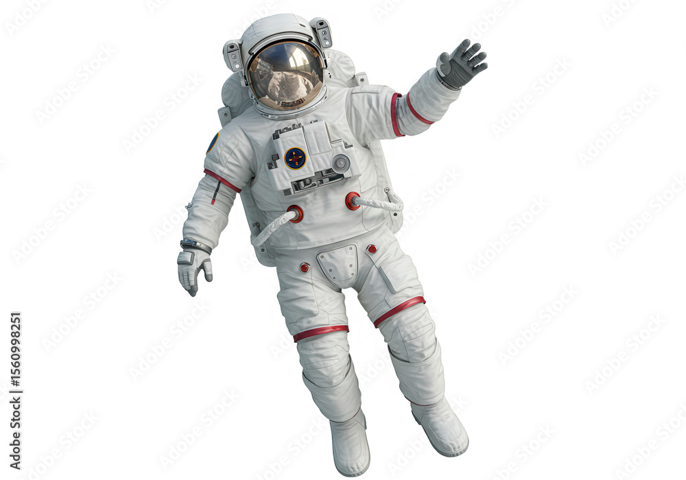 An astronaut in a white space suit floats in zero gravity isolated on transparent background An astronaut in a white space suit floats in zero gravity isolated on transparent background