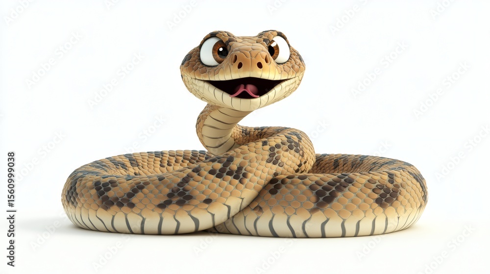 Fototapeta premium A cartoon illustration of a smiling snake with big eyes