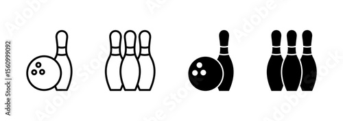 Bowling icon vector. bowling ball and pin sign and symbol.