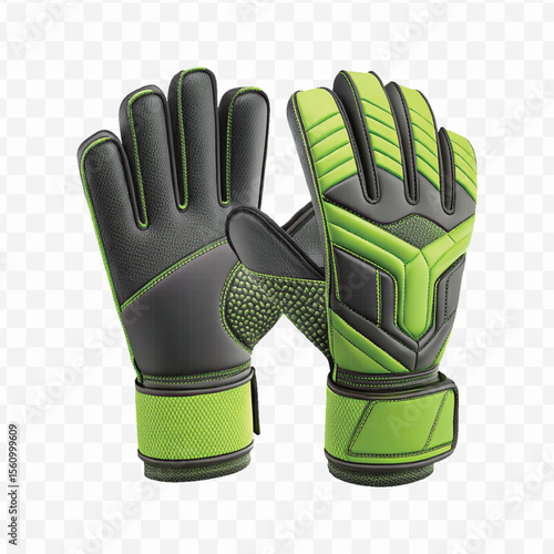 realistic 3d t goalkeeper gloves front and back view in different color style isolated on transparent background