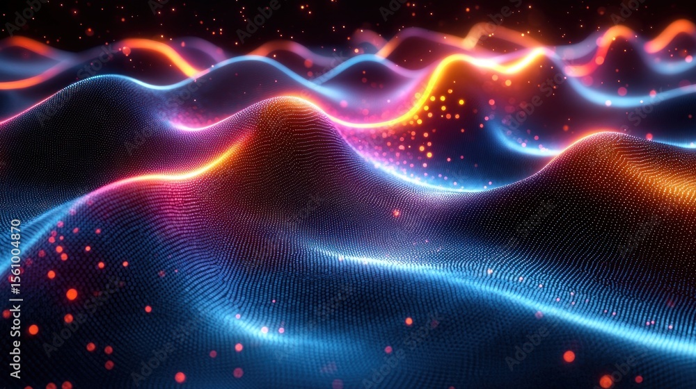 Obraz premium Abstract digital waves of vibrant colours