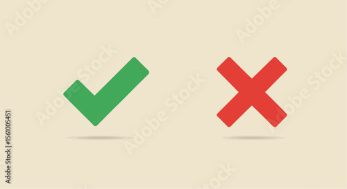 Check and X marks – green tick and red cross symbols on neutral background.