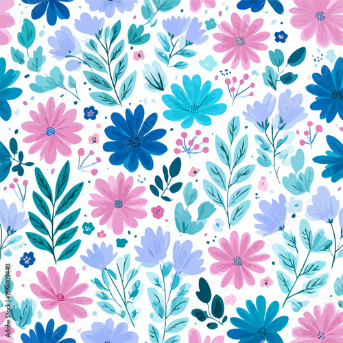 Wallpaper Mural Plant leaves and flower textures, exquisite vector floral patterns. Torontodigital.ca