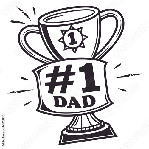 Trophy award for best dad with bold typography father