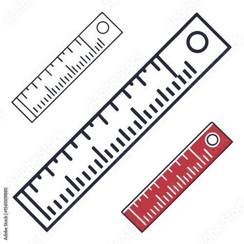 Three rulers with measurement markings measuring tool