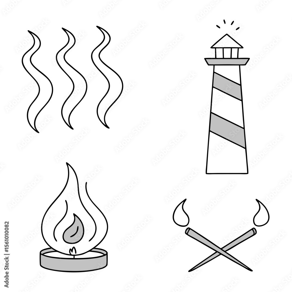 Fototapeta premium Lighthouse candle smoke and torches fire